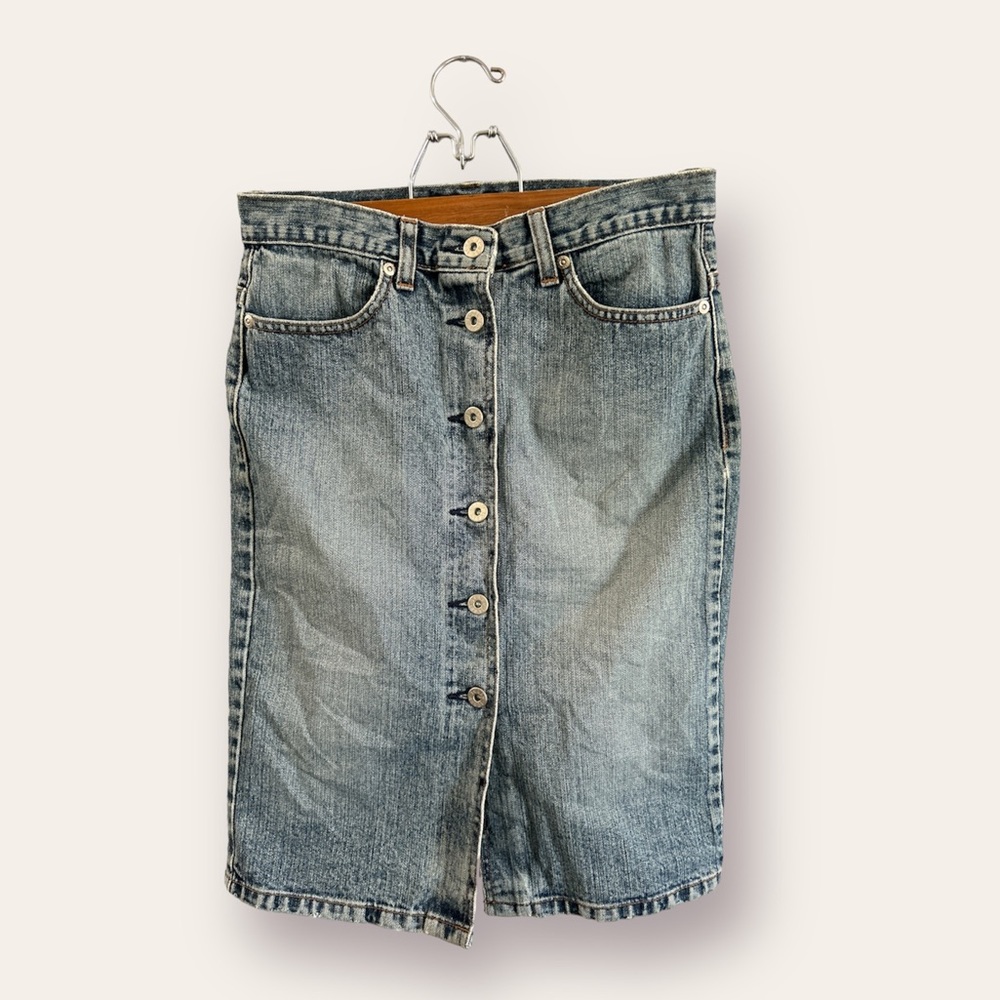 J Crew button front denim skirt